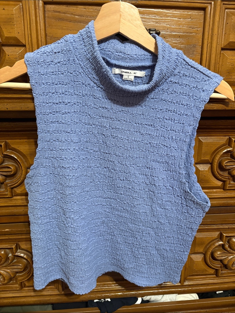 O'Neill Dusty Blue Sleeveless Mock Neck Knit Top